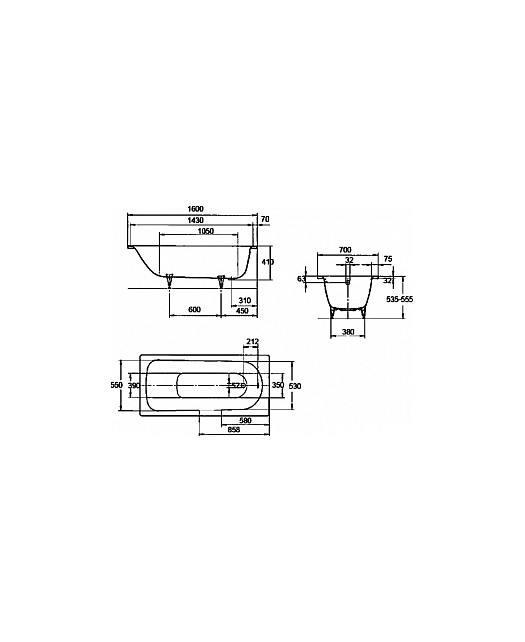 Стальная ванна SANIFORM PLUS Мод. 362-1 (KALDEWEI) 160х70  белая