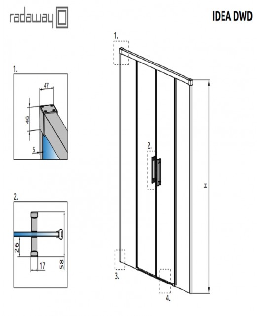 Дверь раздвижная в нишу IDEA Black DWD 140 (Radaway) 1400x2005