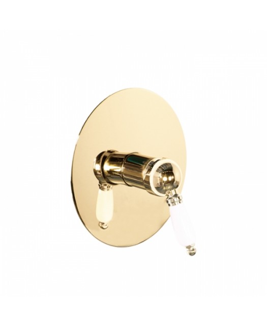 Встраиваемый смеситель для душа Orta на 1 выход, c белой ручкой, диаметр 200 (GATTONI) Италия, цвет золото