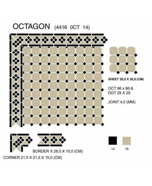 Бордюр керамический Border LISBON-1 with 1 strip Stand.(Tr.16, Dots 14, Strips 14) (TopCer) Португалия 28х15