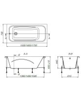 Акриловая прямоугольная ванна LINE (Roca) 150х70