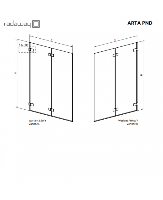 Штора для ванны ARTA PND 130 L (Radaway) 1300x1500