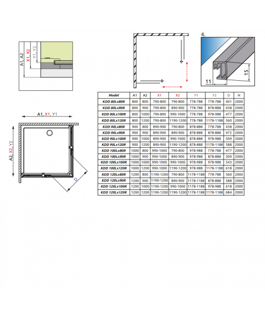 Дверь раздвижная для угловой установки Espera KDD 120/L (Radaway) 1200x2000