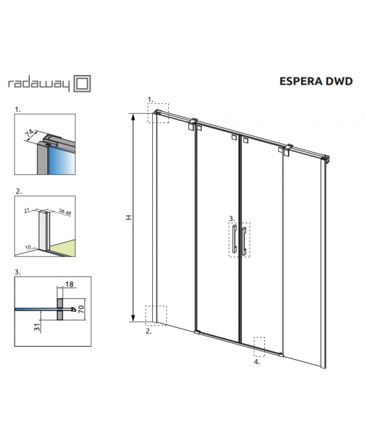 Дверь раздвижная в нишу ESPERA DWD 140 (Radaway) 1400x2000