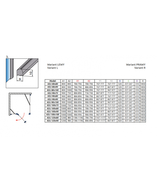 Дверь распашная для угловой установки Torrenta KDJ 80/R (Radaway) 800х800x1850