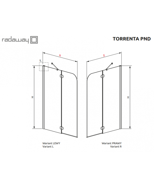 Штора для ванны Torrenta PND/L (Radaway) 1000x1500