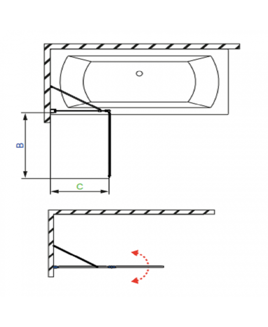 Штора для ванны EOS II PND 110/L (Radaway) 1100x1500