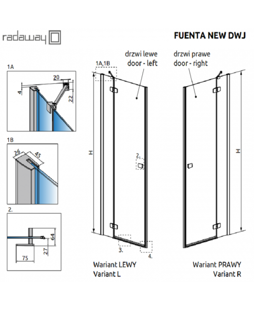 Дверь распашная в нишу Fuenta New DWJ 80L (Radaway) 800х2000