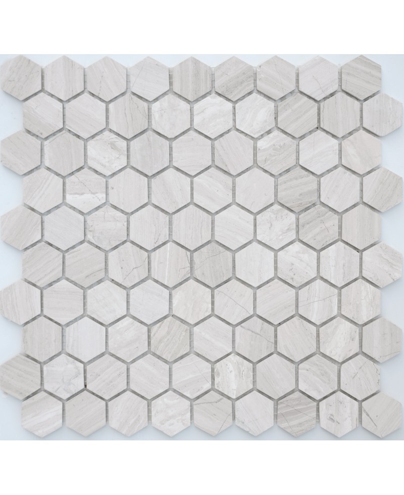 Мозаика из мрамора Travertino silver MAT hex (LeeDo) Китай 28,5х30,5