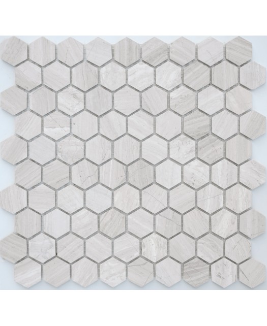 Мозаика из мрамора Travertino silver MAT hex (LeeDo) Китай 28,5х30,5