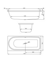 Стальная прямоугольная ванна BetteOcean Low-Line (BETTE) Германия 170х75 белая, слив сзади, перелив по центру