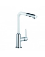 Смеситель для кухни L-INE с выдвижным изливом (KLUDI) хром/белый мат