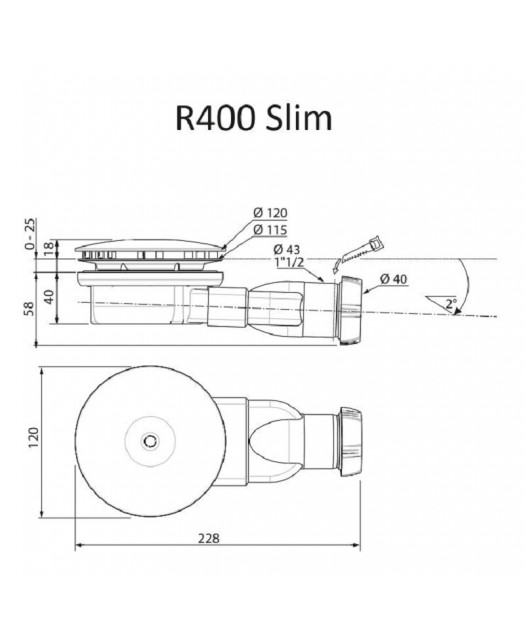 Сифон для поддонов R400 SLIM (Radaway) Польша, диаметр слива 90мм