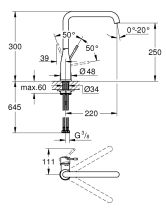 Смеситель однорычажный для мойки Essence New L- излив (GROHE) холодный рассвет