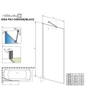 Штора для ванны Idea Black PNJ 50 (Radaway) 500x1500