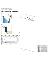 Штора для ванны Idea Black PNJ 50 Frame (Radaway) 500x1500