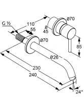 Смеситель настенный для раковины BOZZ излив 230 (KLUDI) чёрный матовый