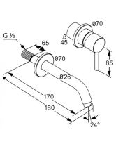 Смеситель настенный для раковины BOZZ излив 180 (KLUDI) чёрный матовый