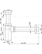 Сифон для умывальника A400 DN32 DESIGN цельнометаллический, круглый (ALСAPLAST) хром