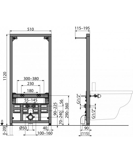 Монтажная рама для биде A105/1120 (ALCAPLAST)