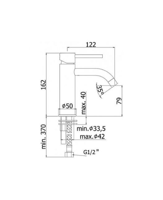 Смеситель для умывальника LIGHT LIG071NO (Paffoni) Италия, чёрный матовый