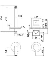 Смеситель для умывальника LIGHT LIG007NO70 (Paffoni) Италия, чёрный матовый (С ВНУТРЕННЕЙ ЧАСТЬЮ) 245 мм