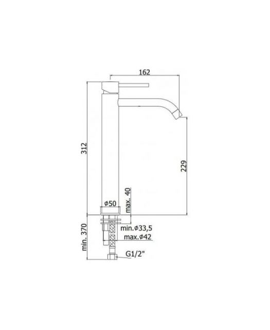 Смеситель для умывальника чаши LIGHT LIG081NO (Paffoni) Италия, чёрный матовый