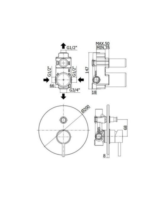 Смеситель для душа LIGHT LIG015NO (Paffoni) Италия, чёрный матовый (С ВНУТРЕННЕЙ ЧАСТЬЮ)