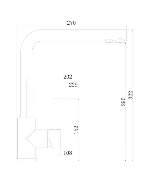 Смеситель для кухни SELENE PLUS 8540 с каналом для подключения фильтра (SWEDBE) сталь