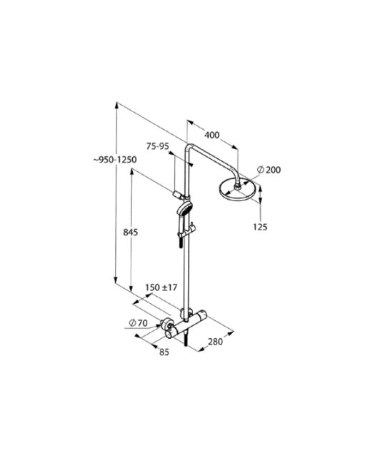 Душевая система LOGO DUAL SHOWER SYSTEM с термостатом для душа, ручная лейка 3S (KlUDI) хром