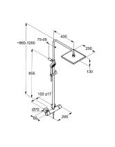 Душевая система LOGO BASIC DUAL SHOWER SYSTEM термостат, квадратный душ 250х250 (KlUDI) хром