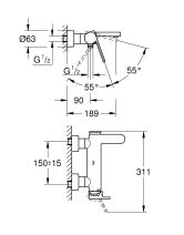 Смеситель однорычажный для ванны Plus (GROHE) хром