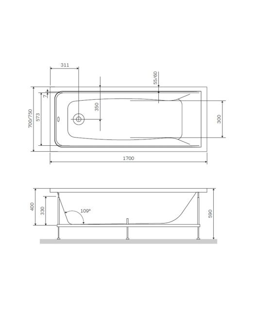 Каркас для ванны GEM (AM.PM) 170х75