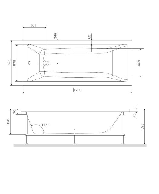 Каркас для ванны 170х70 GEM (AM.PM)
