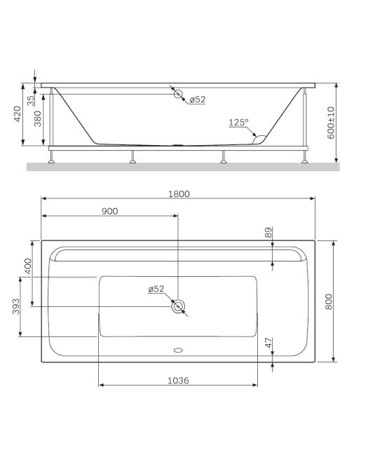 Акриловая ванна INSPIRE V2.0 (AM.PM) 180х80 белая