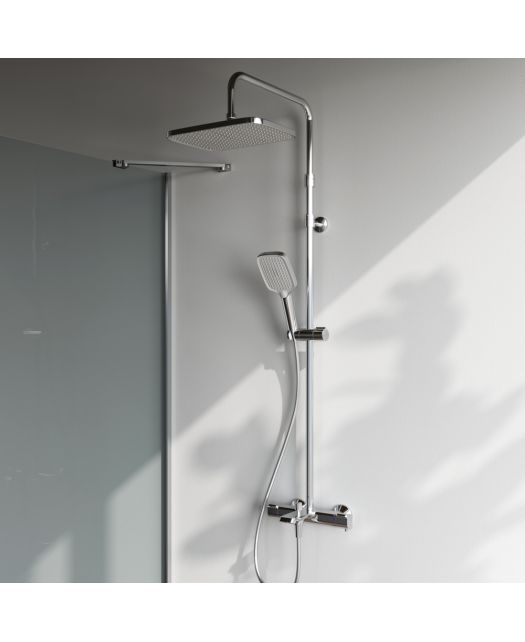Душевая система FUNC со смесителем термостатом и изливом (AM.PM) хром