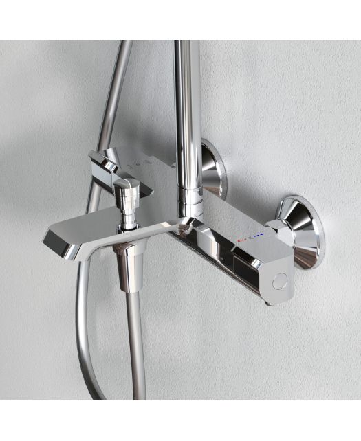 Душевая система FUNC со смесителем термостатом и изливом (AM.PM) хром