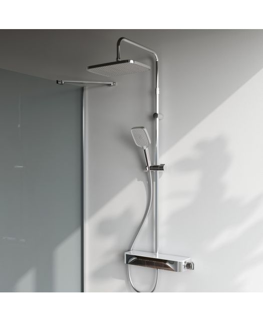 Душевая система FUNC с ванно-душевым однозахватным смесителем-полкой (AM.PM) хром