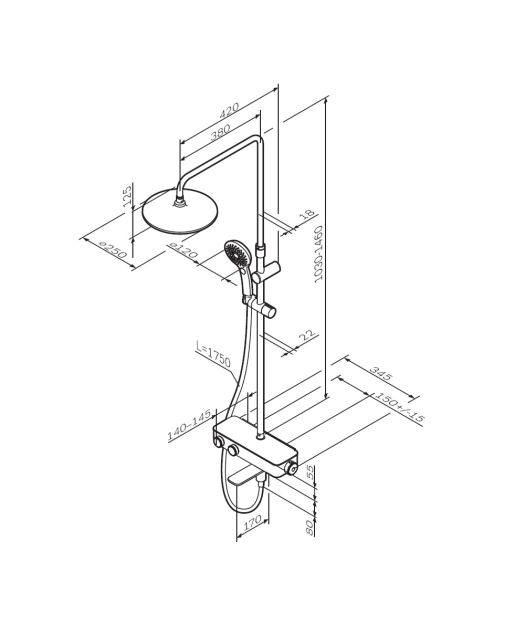 Душевая система INSPIRE V2.0 для душа и ванны с термостатом (AM.PM) чёрный
