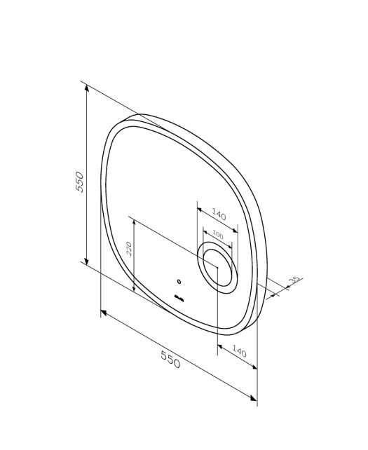 Зеркало FUNC с LED-подсветкой, ИК-сенсором и косметическим зеркалом (AM.PM) 55 см