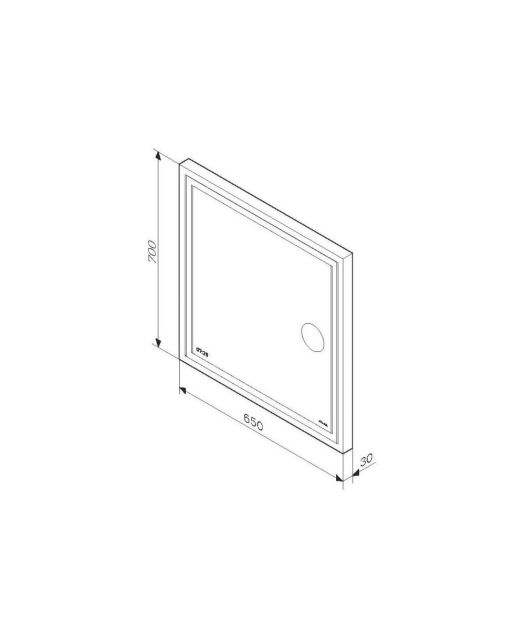 Зеркало GEM с контурной Led-подсветкой, часами и косметическим зеркалом (AM.PM) 65 см