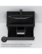 Тумба с раковиной подвесная GEM 75 см (AM.PM) черный матовый