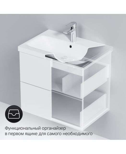 Тумба с раковиной подвесная GEM 60 см, 2 ящика (AM.PM) белый глянец