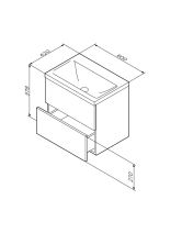 Тумба с раковиной подвесная GEM 60 см, 2 ящика (AM.PM) белый глянец