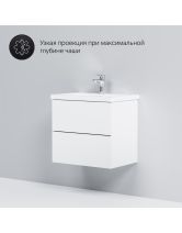Тумба с раковиной подвесная GEM 60 см, 2 ящика (AM.PM) белый глянец