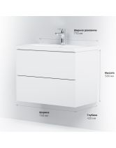 Тумба с раковиной подвесная GEM 75 см, 2 ящика (AM.PM) белый глянец