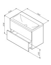 Тумба с раковиной подвесная GEM 75 см, 2 ящика (AM.PM) белый глянец