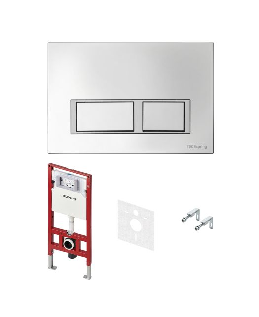 Комплект, застенный модуль TECEspring, пластиковая панель TECEspring V (TECE) хром глянцевый
