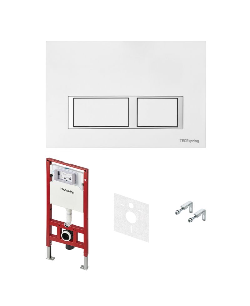 Комплект, застенный модуль TECEspring, пластиковая панель TECEspring V (TECE) белый глянцевый