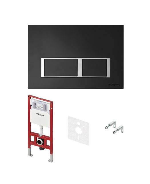 Комплект, застенный модуль TECEspring, пластиковая панель TECEspring V (TECE) черный матовый /глянцевый хром